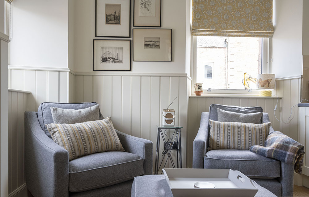 Comfortable and cosy seating in our Croft House Serviced Apartment in Inverness