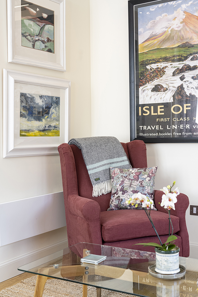 Arm Chair in our Isle of Skye Serviced Apartment, Art House Inverness