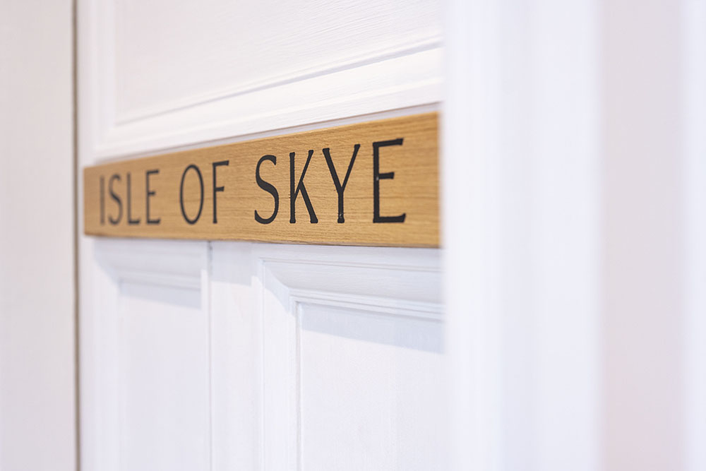 Door of our Isle of Skye Serviced Apartment, part of Art House Apartments Inverness
